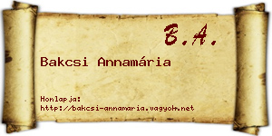 Bakcsi Annamária névjegykártya