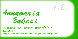 annamaria bakcsi business card